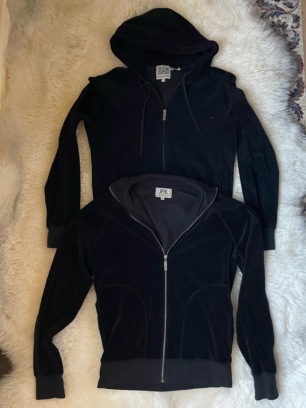 Vintage | rare juicy couture velour black zip up hoodie & track jacket SET